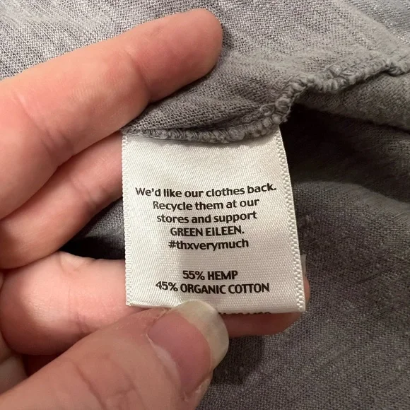 Eileen Fisher Grey Asymmetrical Cotton Tank - Size Medium - Picture 4 of 6